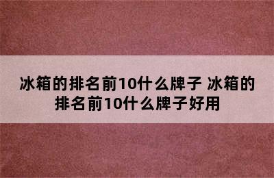 冰箱的排名前10什么牌子 冰箱的排名前10什么牌子好用